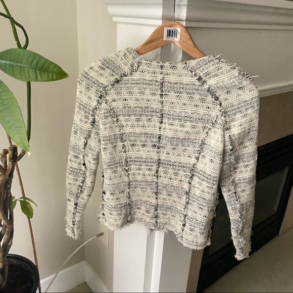 ZARA Cream Black Tweed Crop Blazer Jacket - Picture 5 of 7